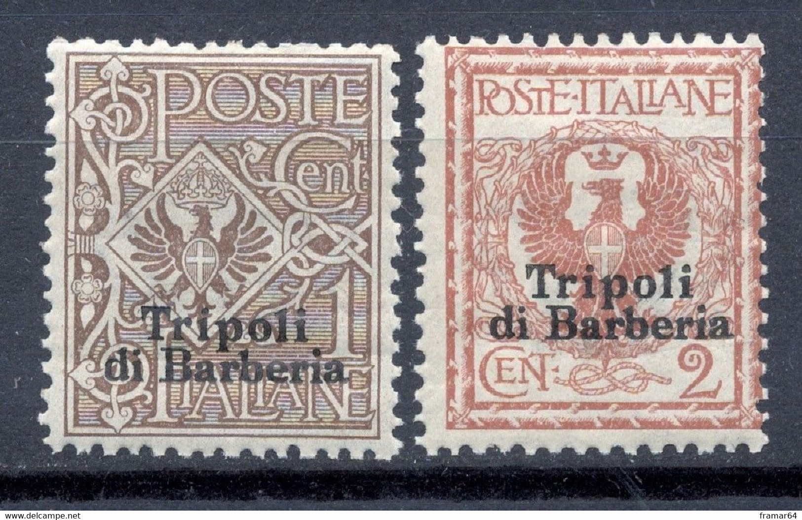 FF1 TRIPOLI DI BARBERIA 1909 Cent. 1 E 2 - Sassone Nn. 1/2 MNH** - Unclassified