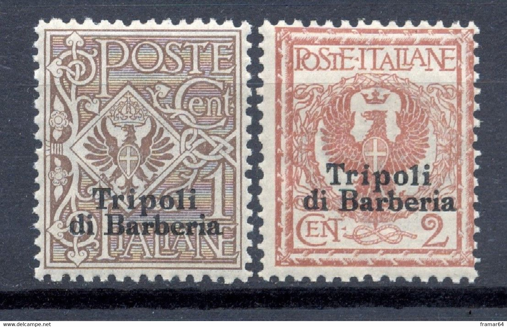 FF1 TRIPOLI DI BARBERIA 1909 Cent. 1 E 2 - Sassone Nn. 1/2 MNH** - Ohne Zuordnung