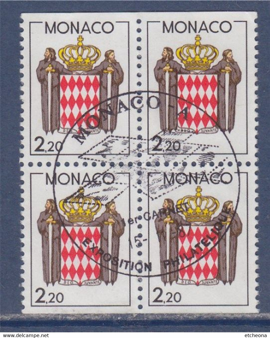 Armoiries Stylisées De Monaco Bloc Oblitéré 15.11.87 De 2 Paires De Carnet Type Gommé N°1613 - Gebraucht