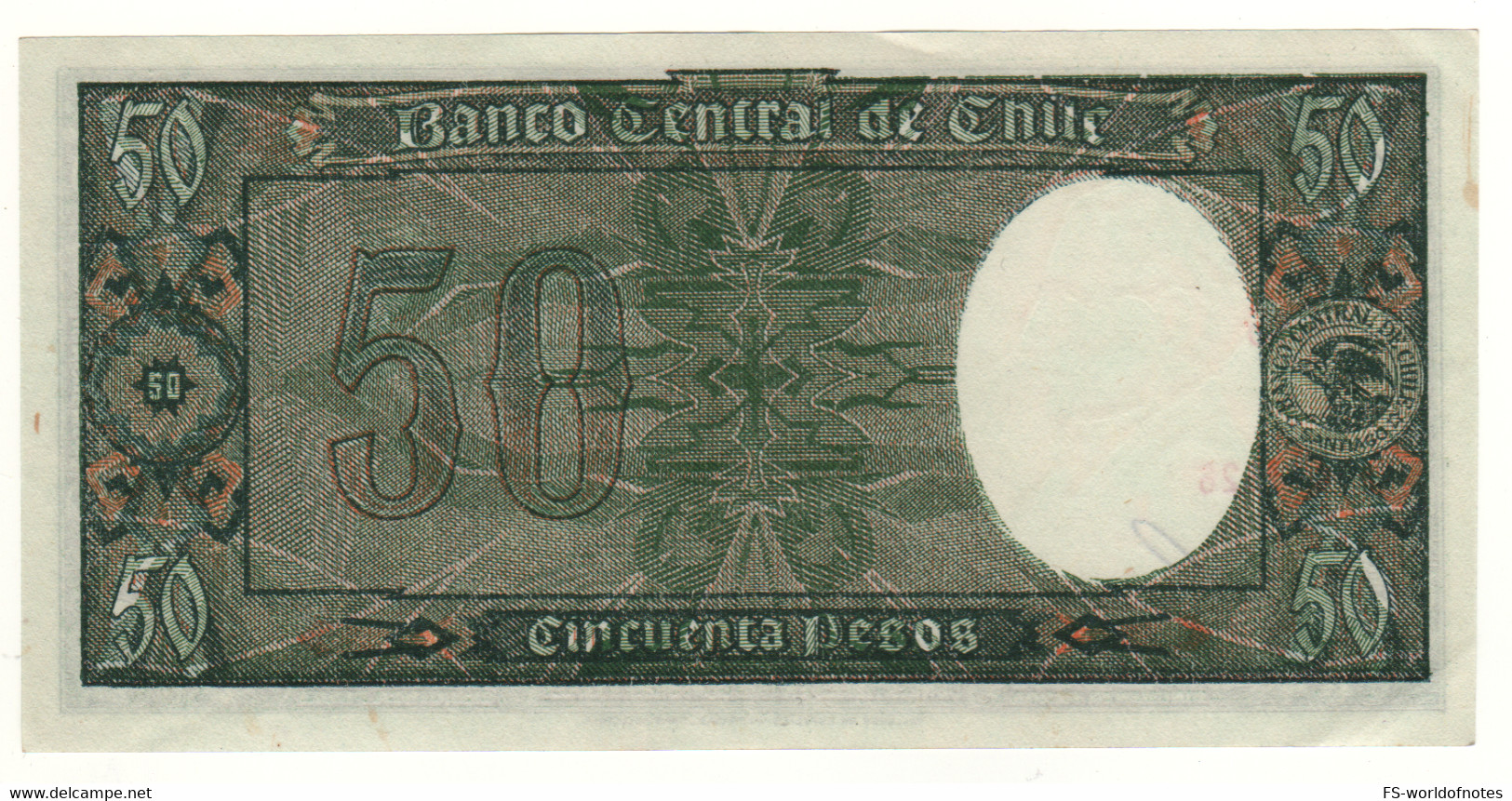 CHILE   50  Pesos - 5 Condores  ,   P112   ( ND 1947-58 )  Anibal Pinto On Front+ Seal On Back ) - Chile