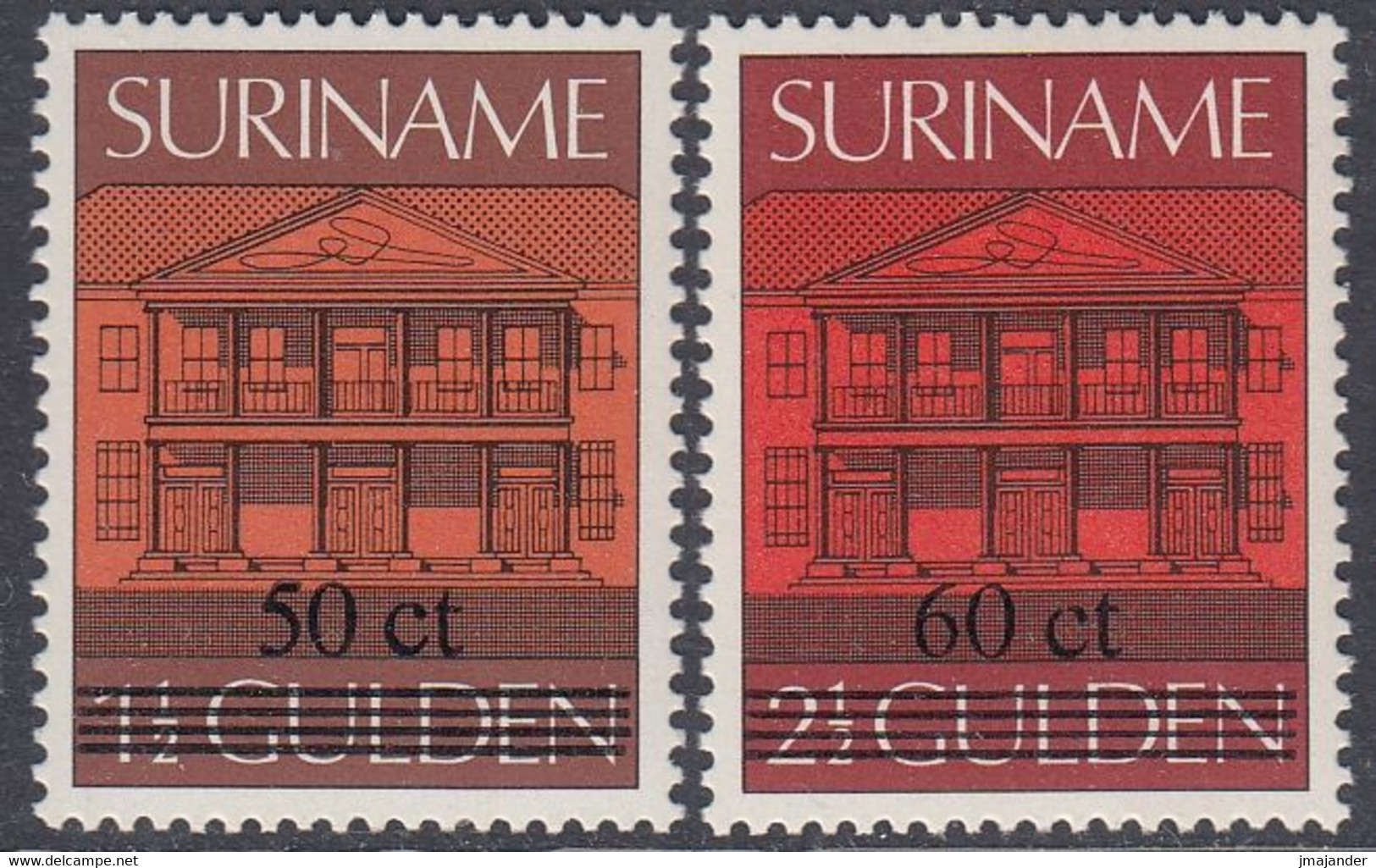 Suriname 1987 - Definitive Stamps: Central Bank Paramaribo Surcharged - Mi 1201-1202 ** MNH [1356] - Surinam