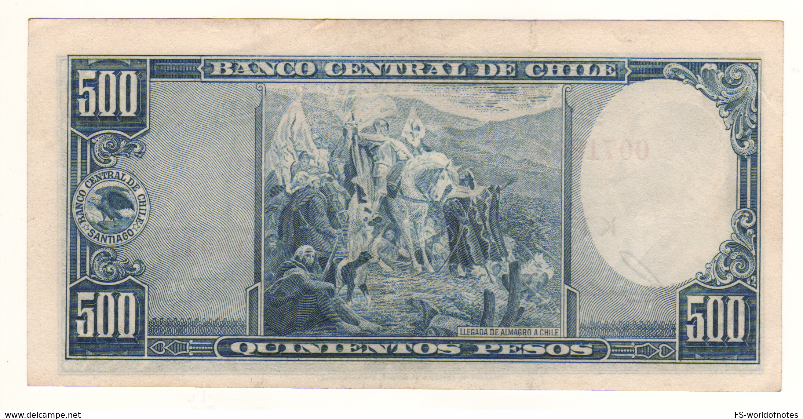 CHILE   500  Pesos - 50 Condores  ,   P115   ( ND 1947-59 )  Álvarez Jorge Montt On Front+ ) - Chili