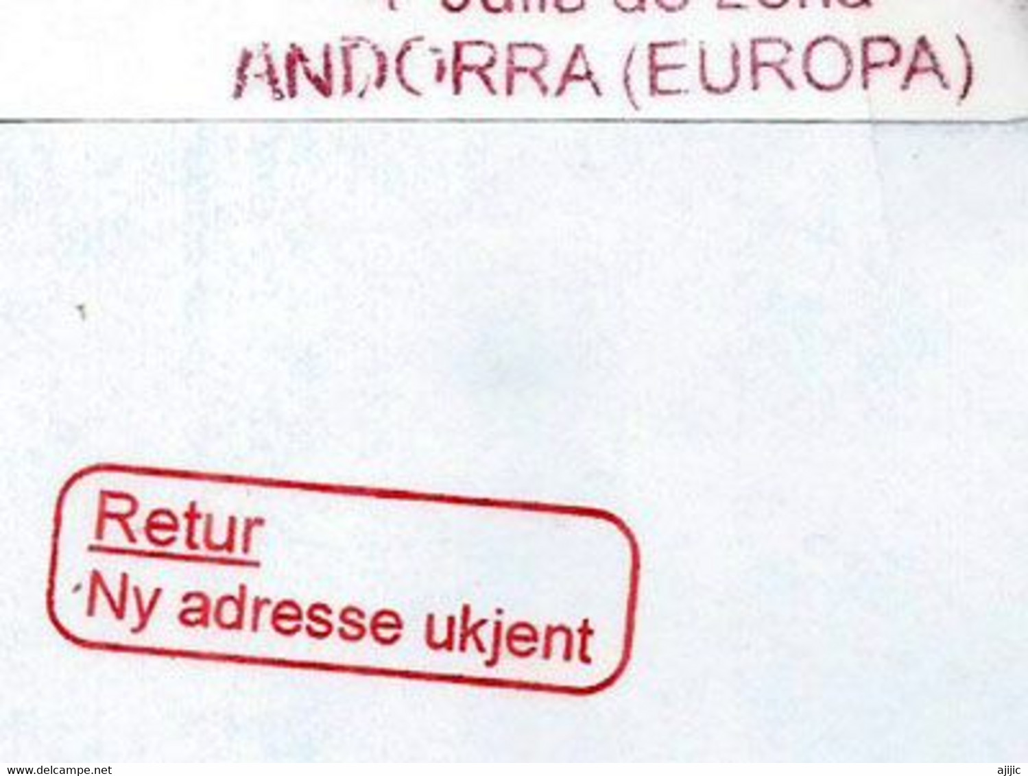 Lettre Andorre Envoyée à Bergen (Norvège) Pendant Confinement Covid19 Andorre,return To Sender., Deux Photos Recto-verso - Brieven En Documenten