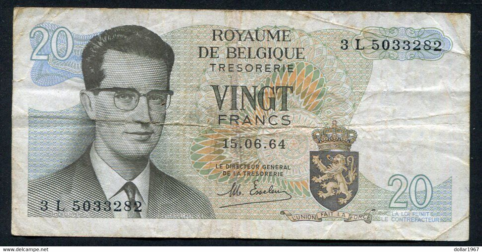 België Belgique Belgium 15 06 1964 -  20 Francs Atomium Baudouin.  3 L 5033282 - 20 Francs