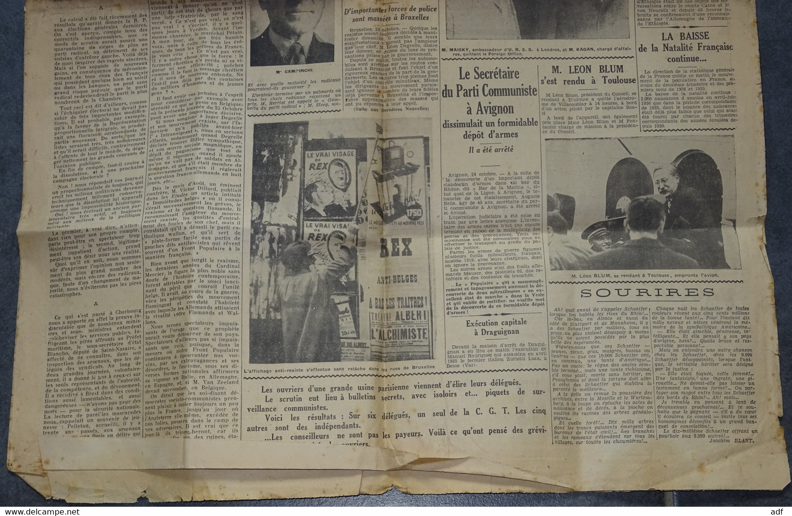 " JOURNAL DES ARDENNES " QUOTIDIEN REPUBLICAIN REGIONAL, REICH EMPIRE ETHIOPIE, LEON BLUM, PUB PEUGEOT 302 ET 402, 1936 - Informations Générales