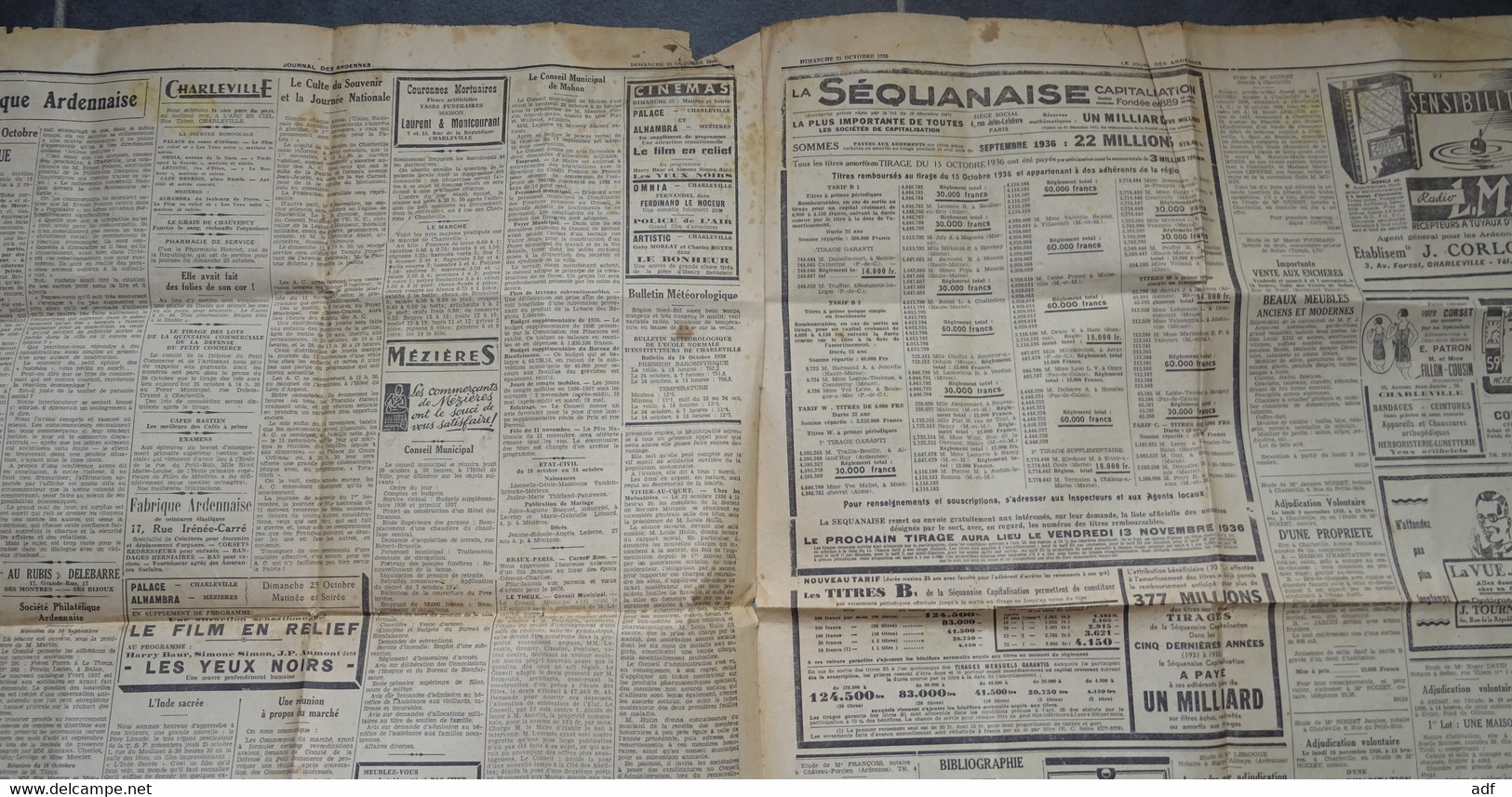 " JOURNAL DES ARDENNES " QUOTIDIEN REPUBLICAIN REGIONAL, REICH EMPIRE ETHIOPIE, LEON BLUM, PUB PEUGEOT 302 ET 402, 1936 - General Issues