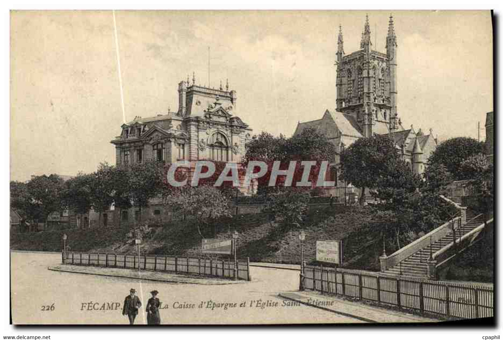 CPA Fecamp La Caisse D Epargne Et L Eglise Saint Etienne - Fécamp