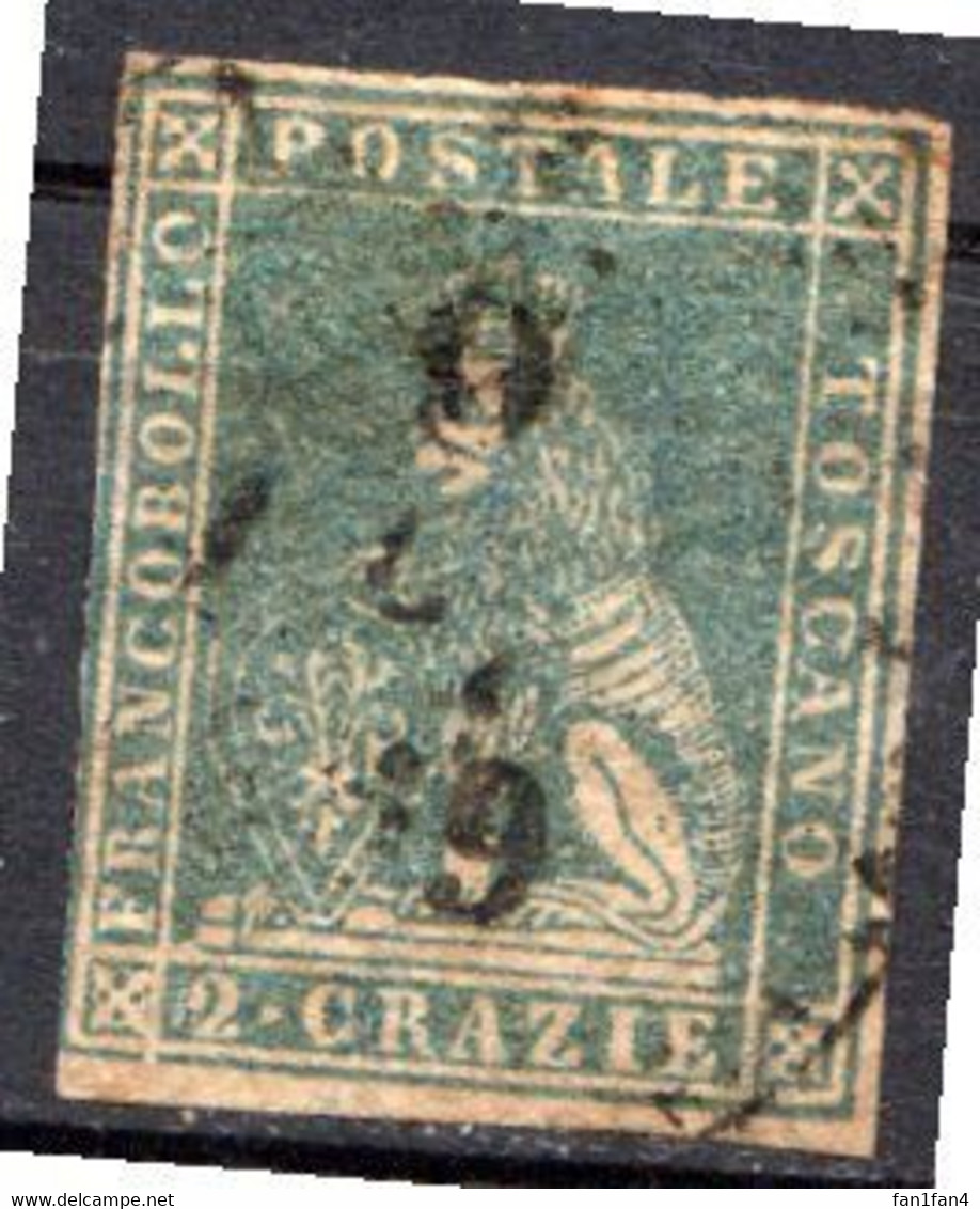 TOSCANE - (Grand Duché) - 1857 - N° 13 - 2 Cr. Vert-bleu - ("Marzocco" Lion Héraldique) - Tuscany