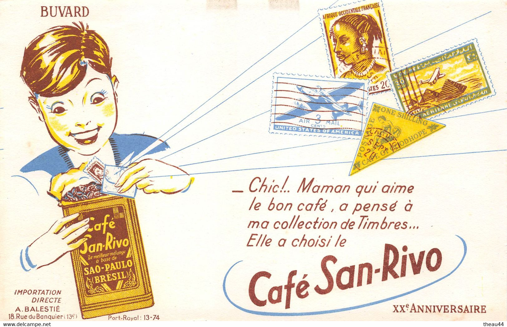 ¤¤  -  Buvard Publicitaire  -  Café " SAN-RIVO "     -   Voir Description  -  ¤¤ - Café & Thé