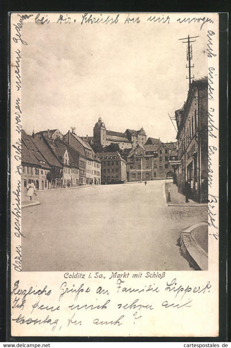 AK Colditz I. Sa., Markt Mit Schloss - Colditz