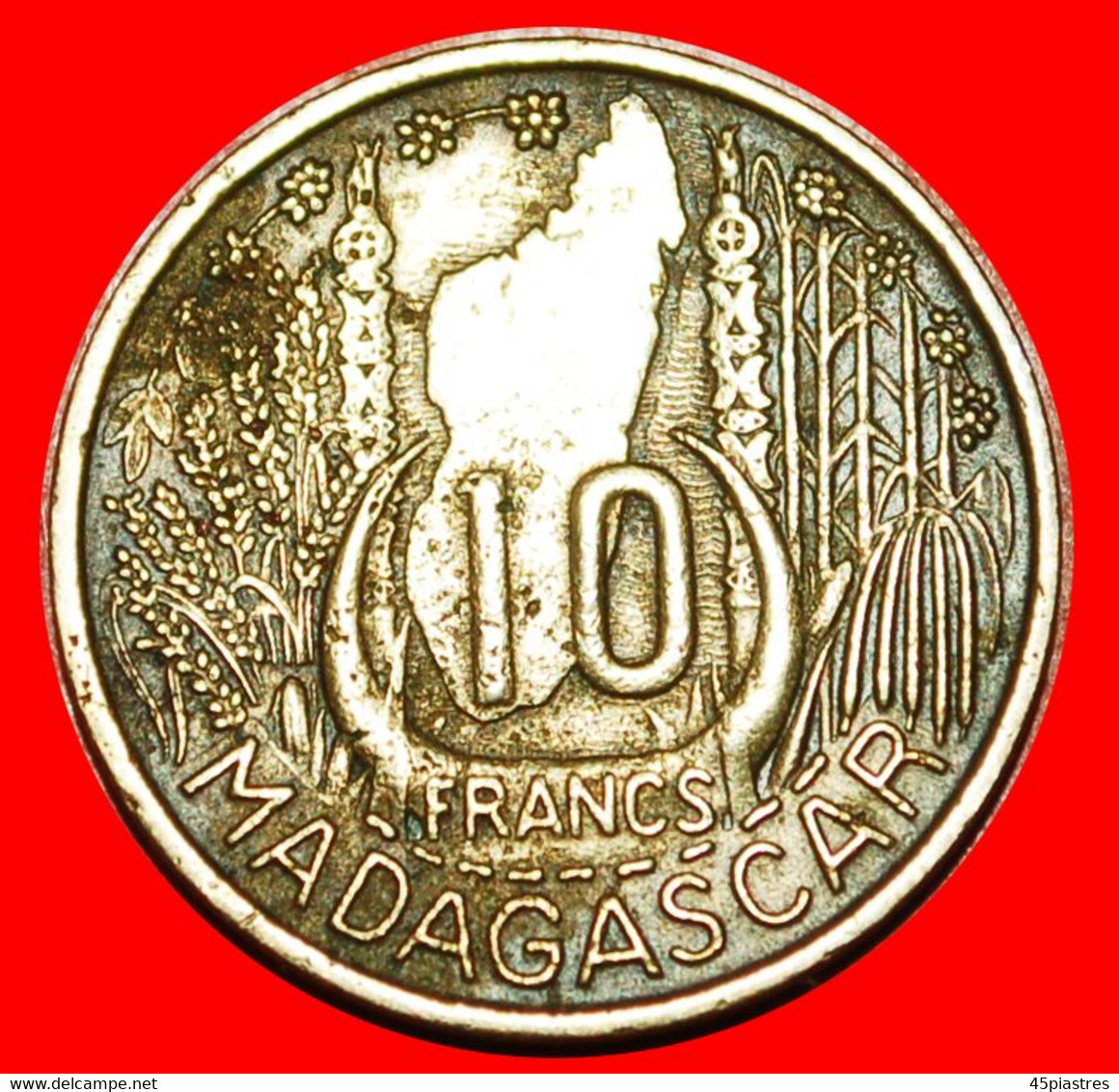 • FRANCE: MADAGASCAR ★ 10 FRANCS 1953 SHIPS! LOW START ★ NO RESERVE! - Madagascar