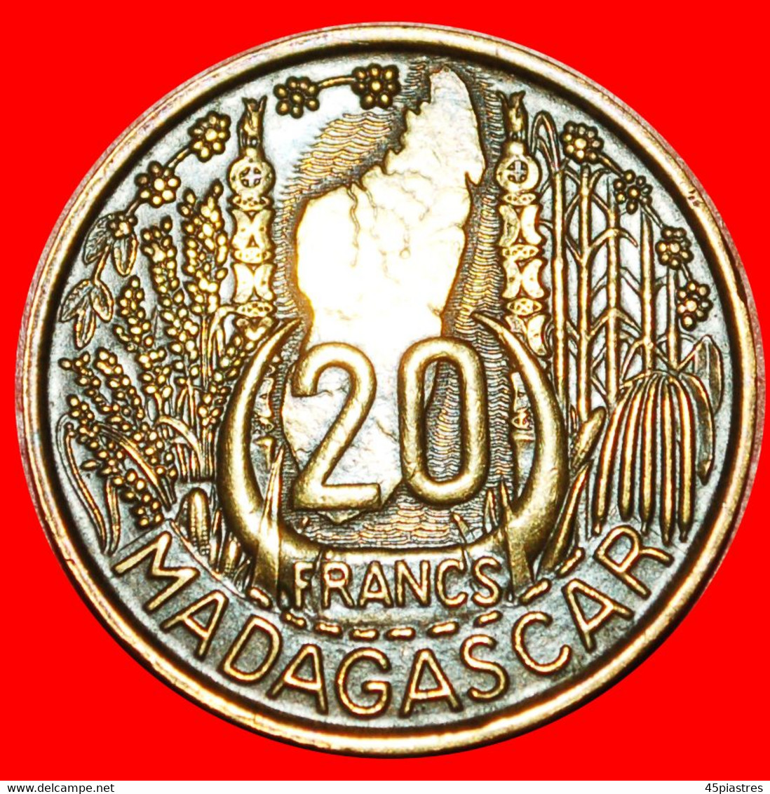 • FRANCE: MADAGASCAR ★ 20 FRANCS 1953 SHIPS! LOW START ★ NO RESERVE! - Madagascar