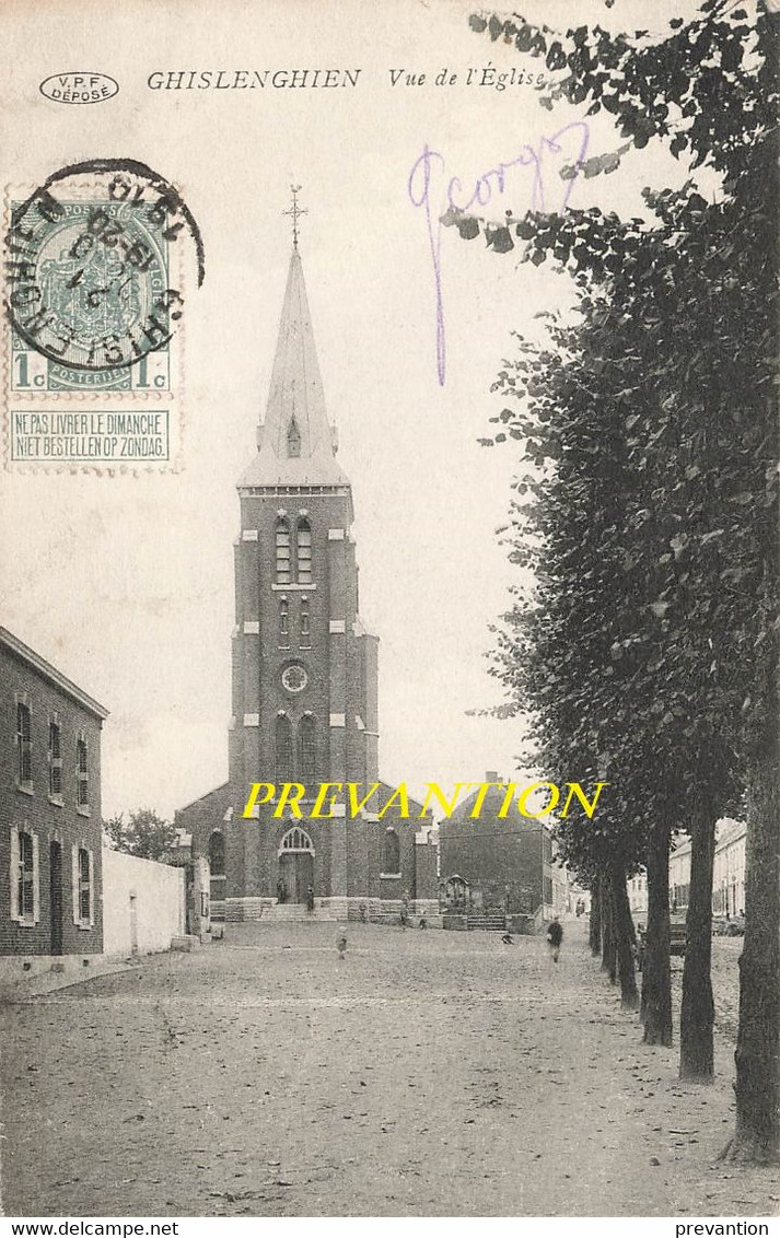 GHISLENGHIEN - Vue De L'Eglise - Carte Circulé En 1910 Vers Courtrai - Ath