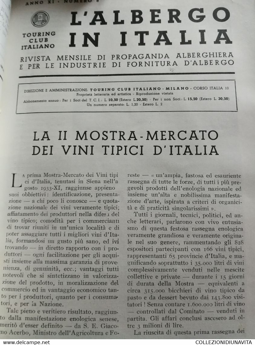 RIVISTA ANTICA 1935 SIENA CHIANTI FIERA VINI MACUGNAGA VERBANO OSSOLA PUBBLICITA'