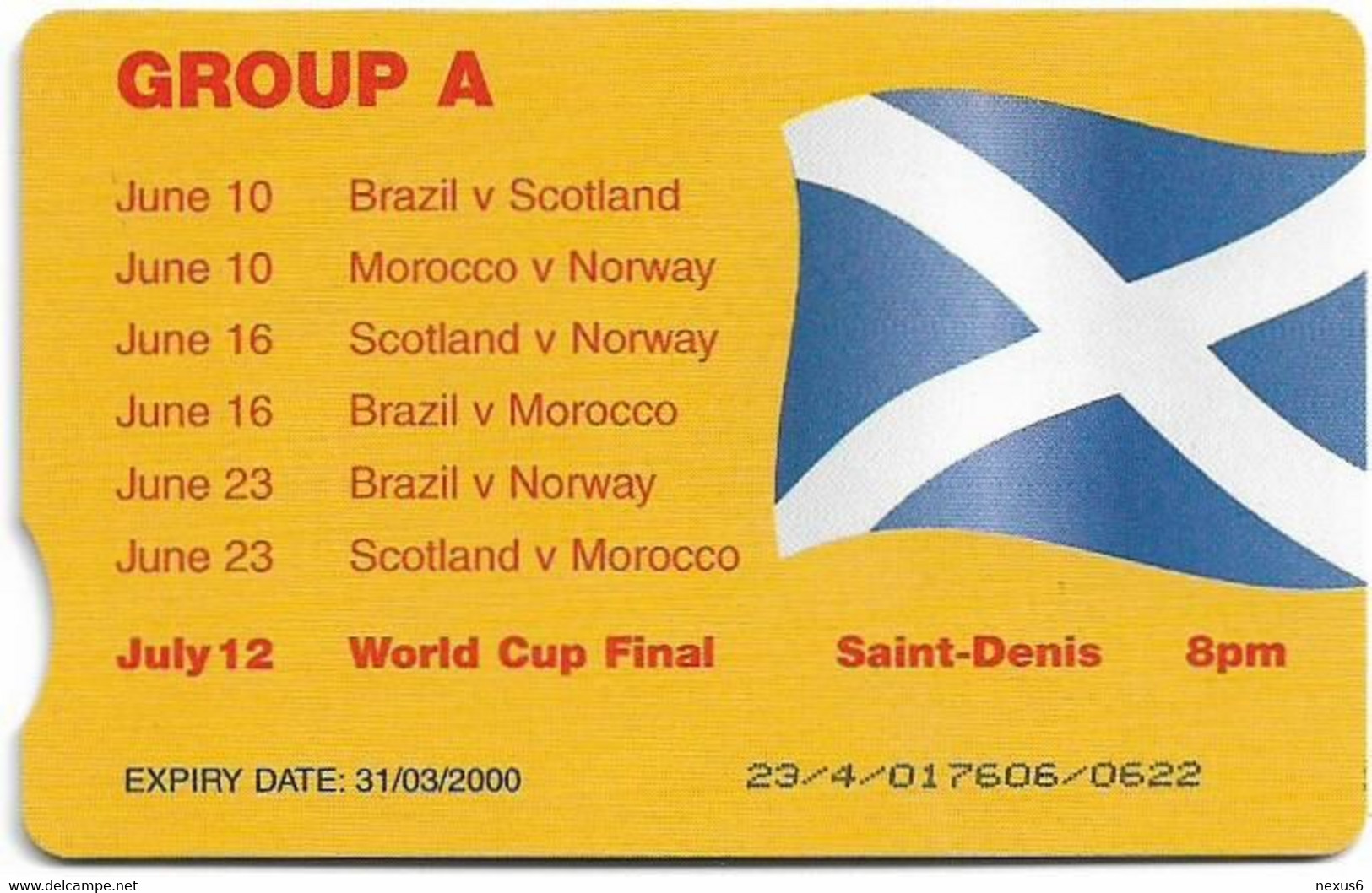 UK - BT (Chip) - PRO394 - BCI-062 - BT Easy Reach Pagers, Scotland World Cup, 2£, 11.000ex, Mint - BT Promotie