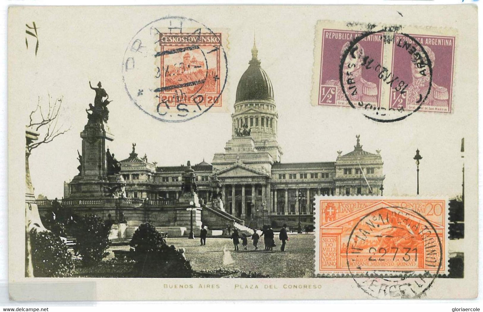 Aa3060  - ARGENTINA / Czechoslovakia / Italy - POSTAL HISTORY - TOURIST POSTCARD 1931 - Brieven En Documenten