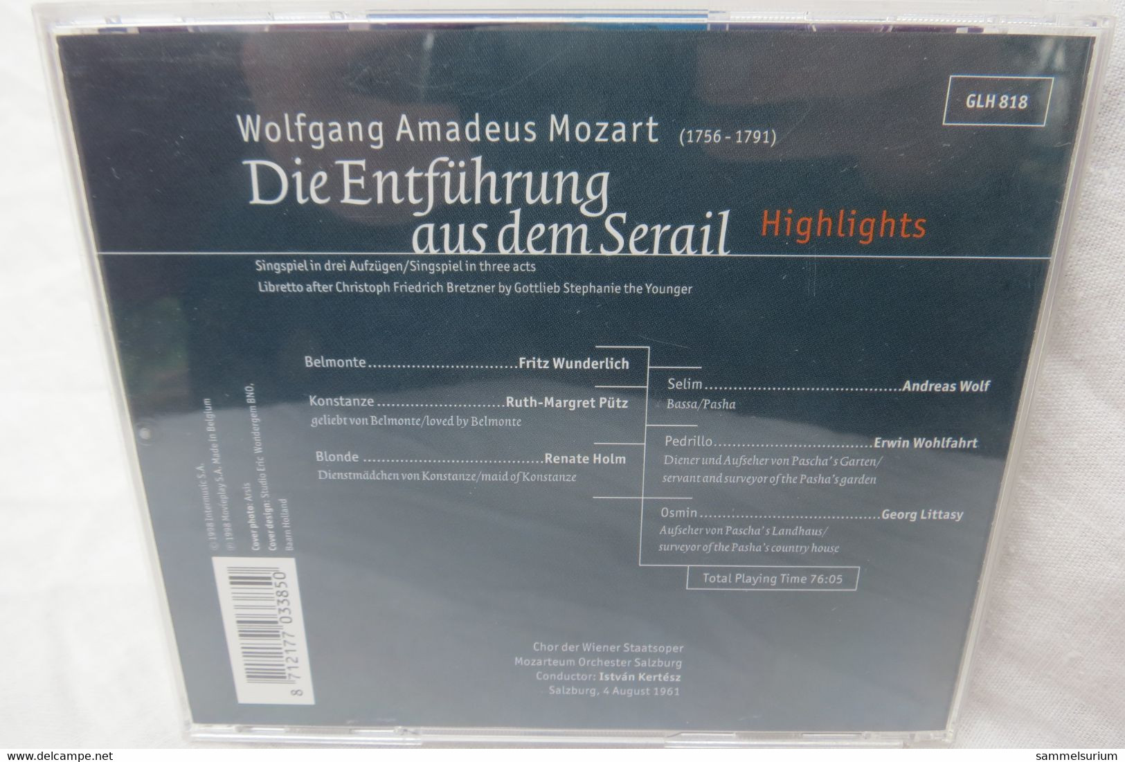 CD "Die Entführung Aus Dem Serail" Von Wolfgang Amadeus Mozart, Fritz Wunderlich, Ruth-Margret Pütz, Salzburg 1961 - Opera