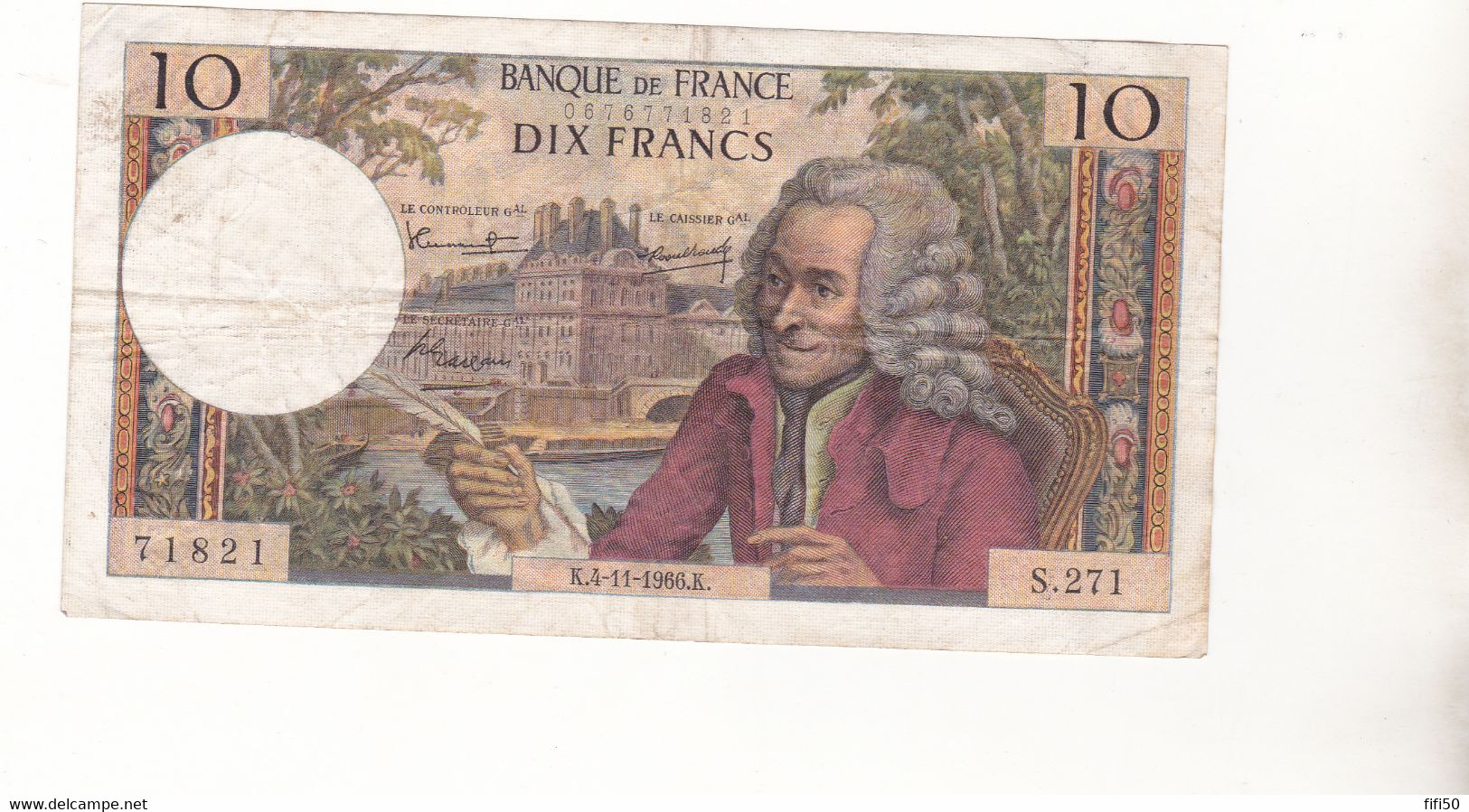 BILLET DE 10 FRANCS VOLTAIRE  R.F. - Ohne Zuordnung