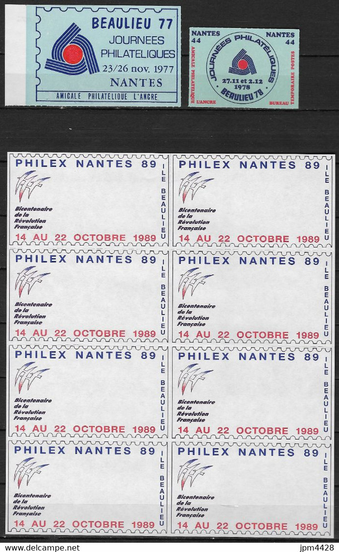 France Nantes Vignette Lot De 10 Vignettes Neuves état Voir Scan - Beaulieu 1977 Et 1978, PhilexNantes 1989 - Expositions Philatéliques