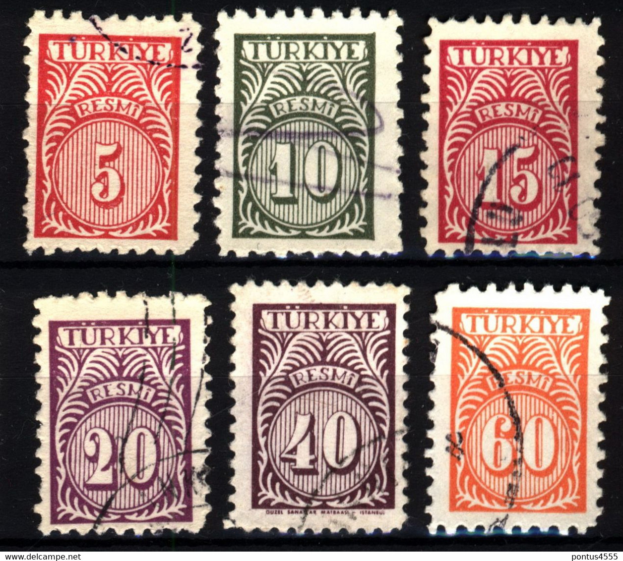 Turkey 1959 Mi D60-65 Official Stamps - Impuestos