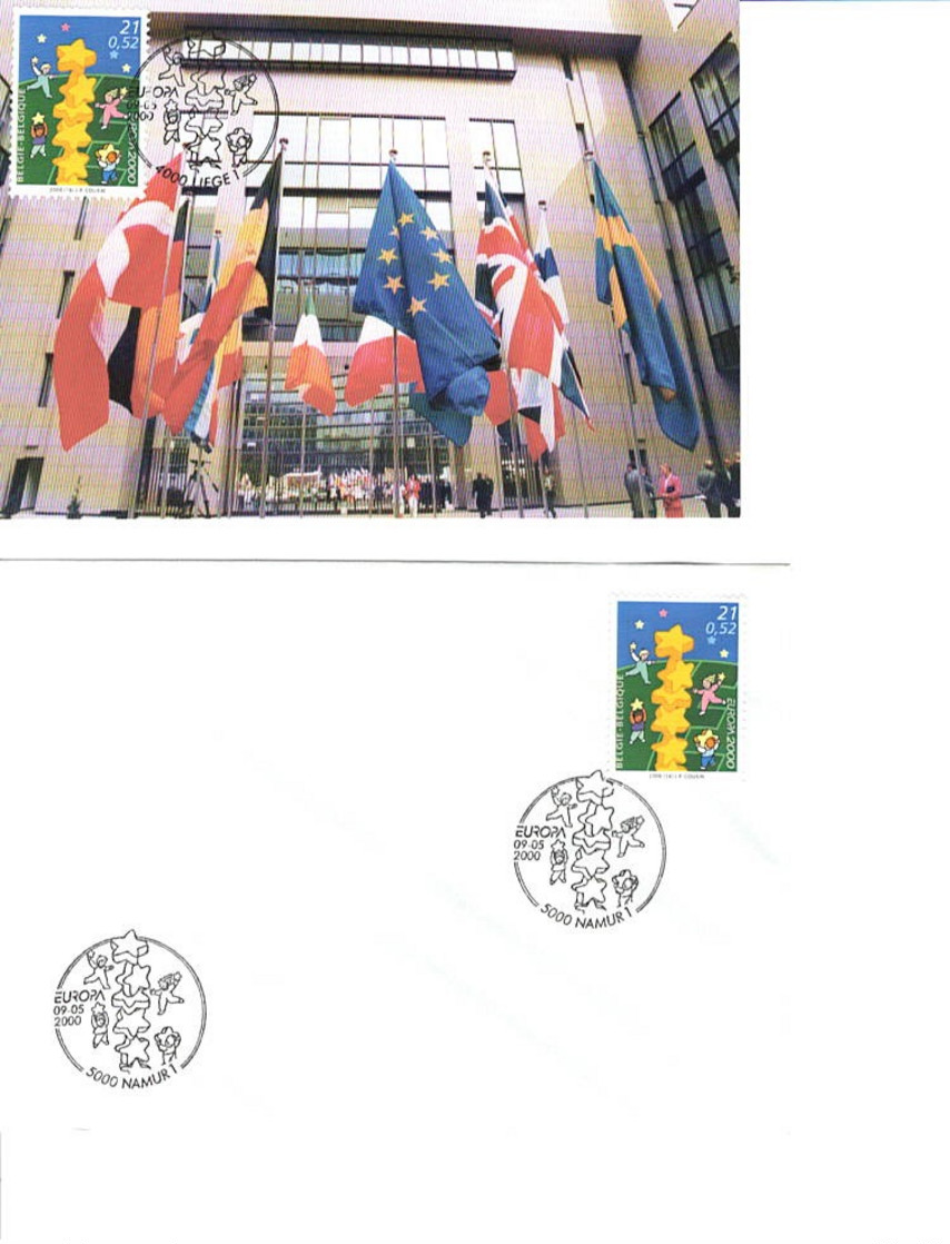 LIEGE - NAMUR : Carte Maximum 9.5.2000 EUROPA 2000 + Enveloppe Souvenir D° - 2001-2010