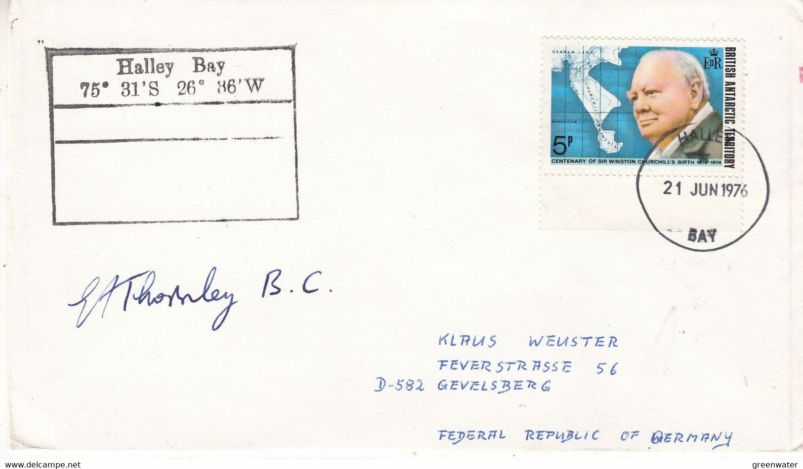 British Antarctic Territory (BAT) 1976 Halley Bay Cover Ca 21 JUN 1975 (52397) Signature - Covers & Documents