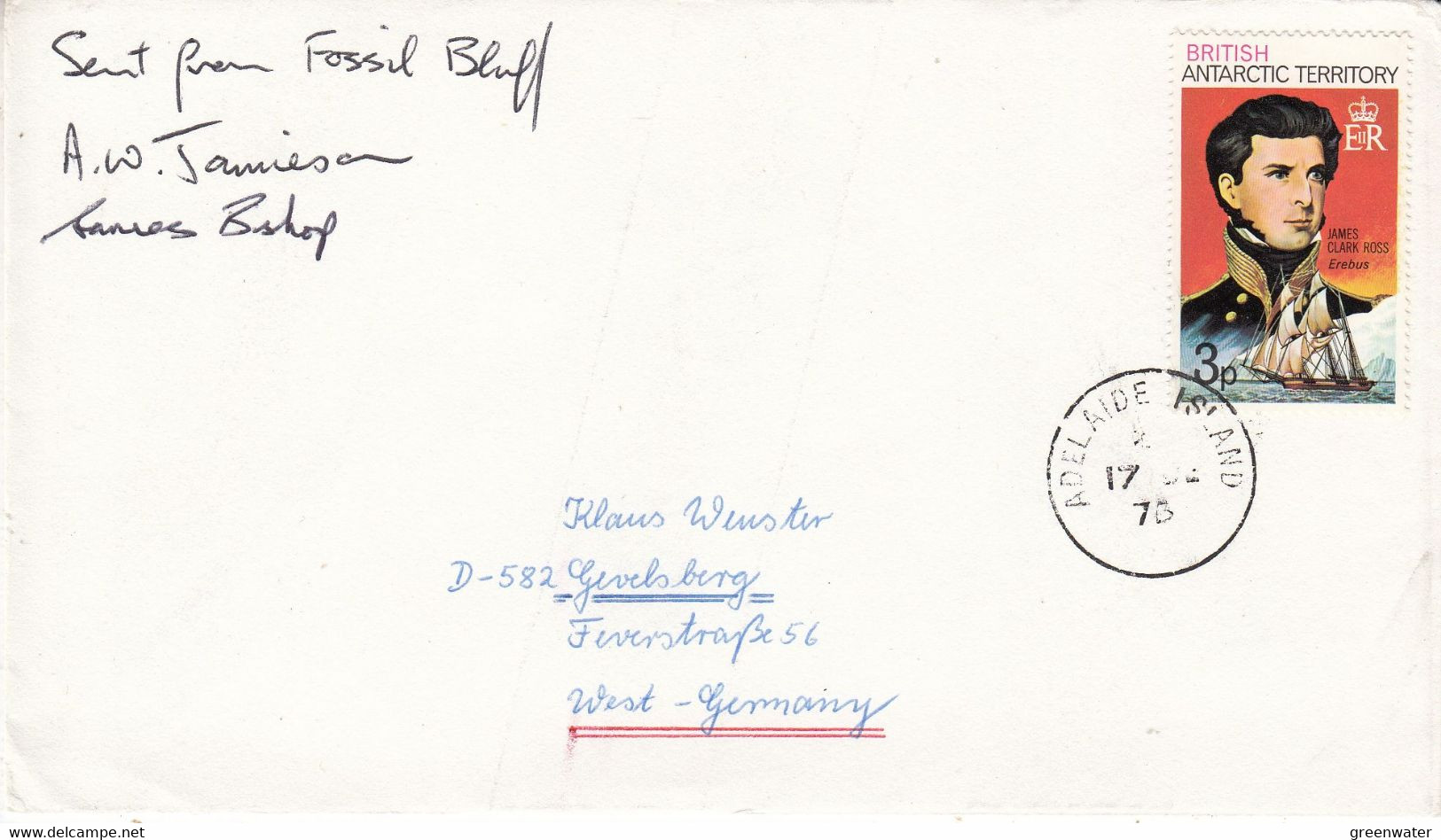 British Antarctic Territorry (BAT) 1973 Cover Ca Adelaide Island 17 DE(?) 73 (52398) Signatures - Covers & Documents