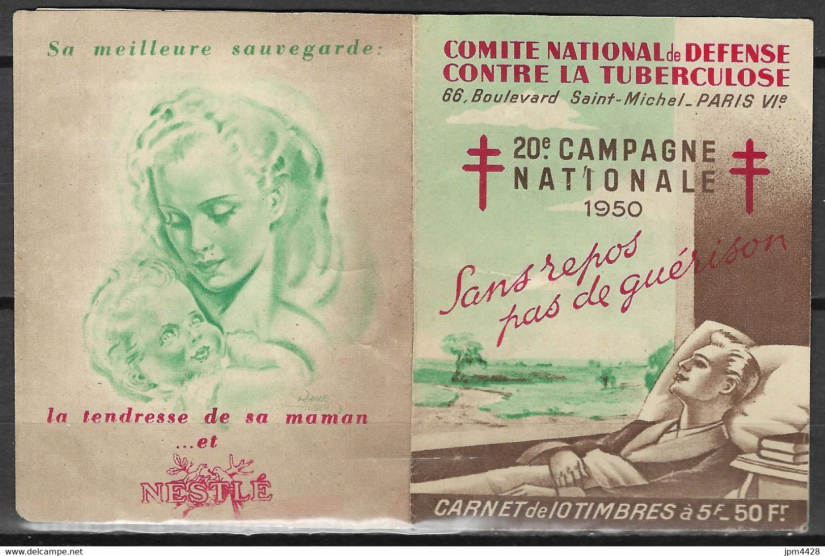 France  Vignette 1950 Carnet Complet 10 Vignettes Neuves**  -  état Voir Scans - Contre La Tuberculose - Antituberculeux