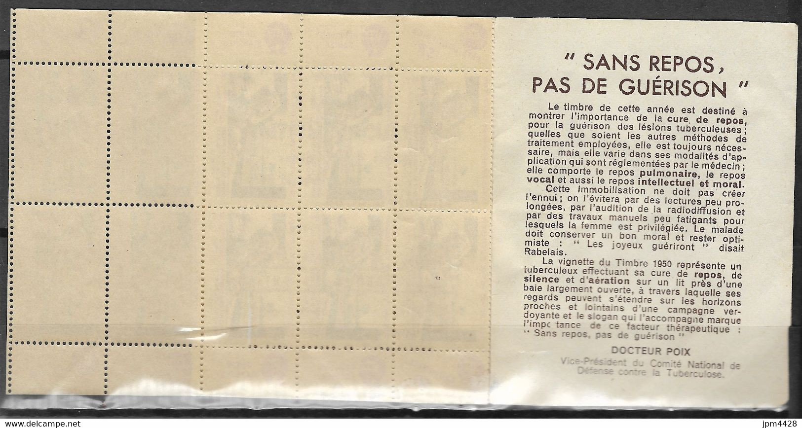 France  Vignette 1950 Carnet Complet 10 Vignettes Neuves**  -  état Voir Scans - Contre La Tuberculose - Tuberkulose-Serien