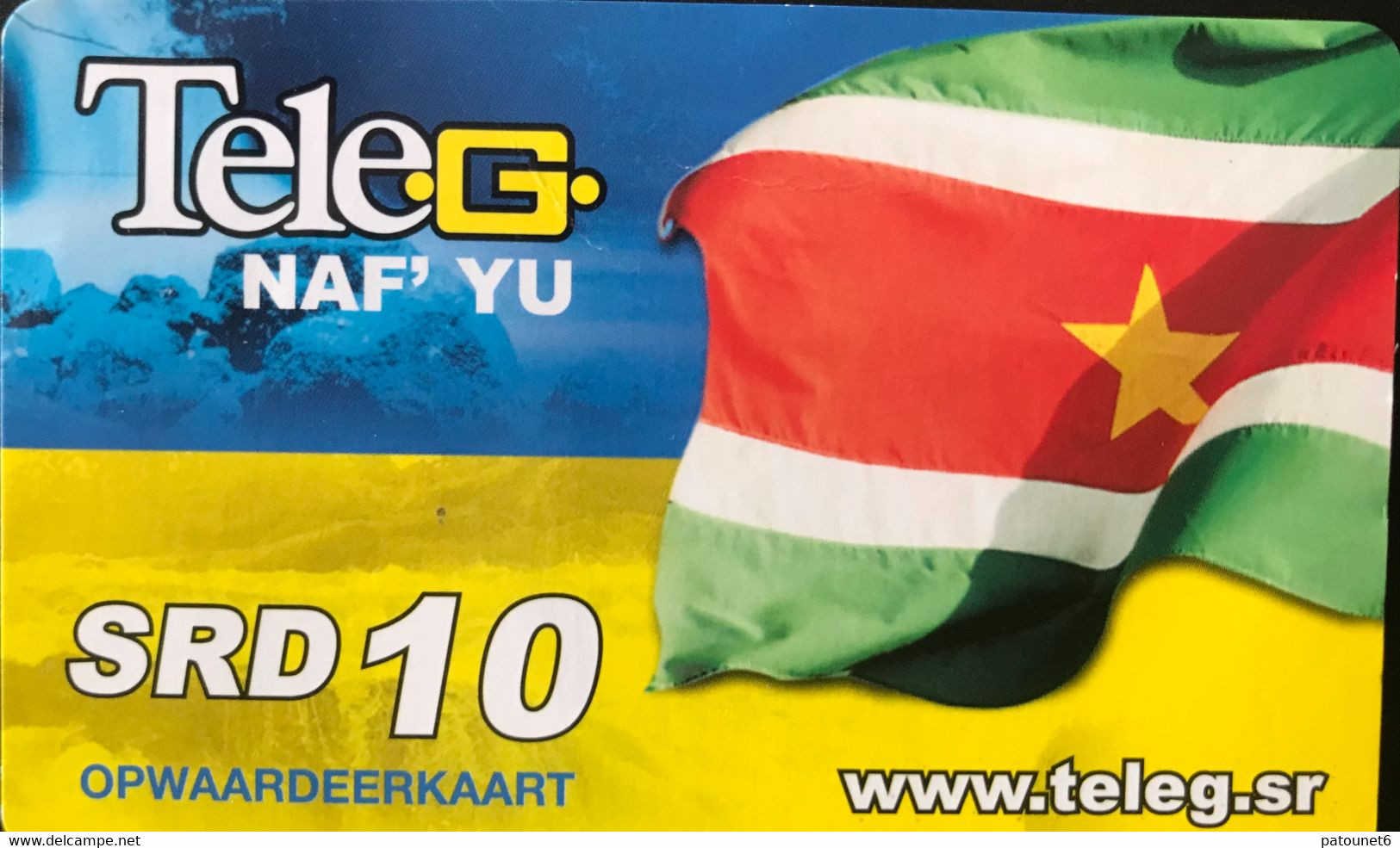 SURINAM  -  Prepaid  - Tele.G.  -  Flag  -  SRD 10 - Suriname