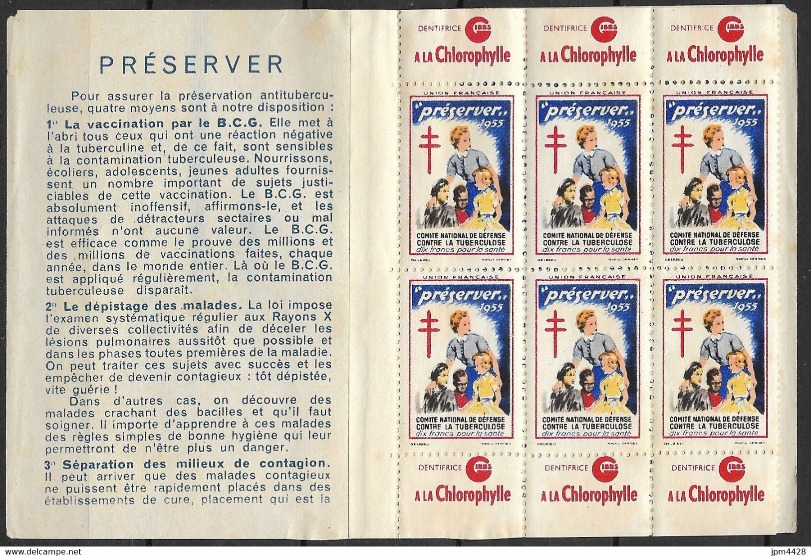 France  Vignette 1955 Carnet Incomplet 6/10 Vignettes Neuves**  -  état Voir Scans - Contre La Tuberculose - Antituberculeux