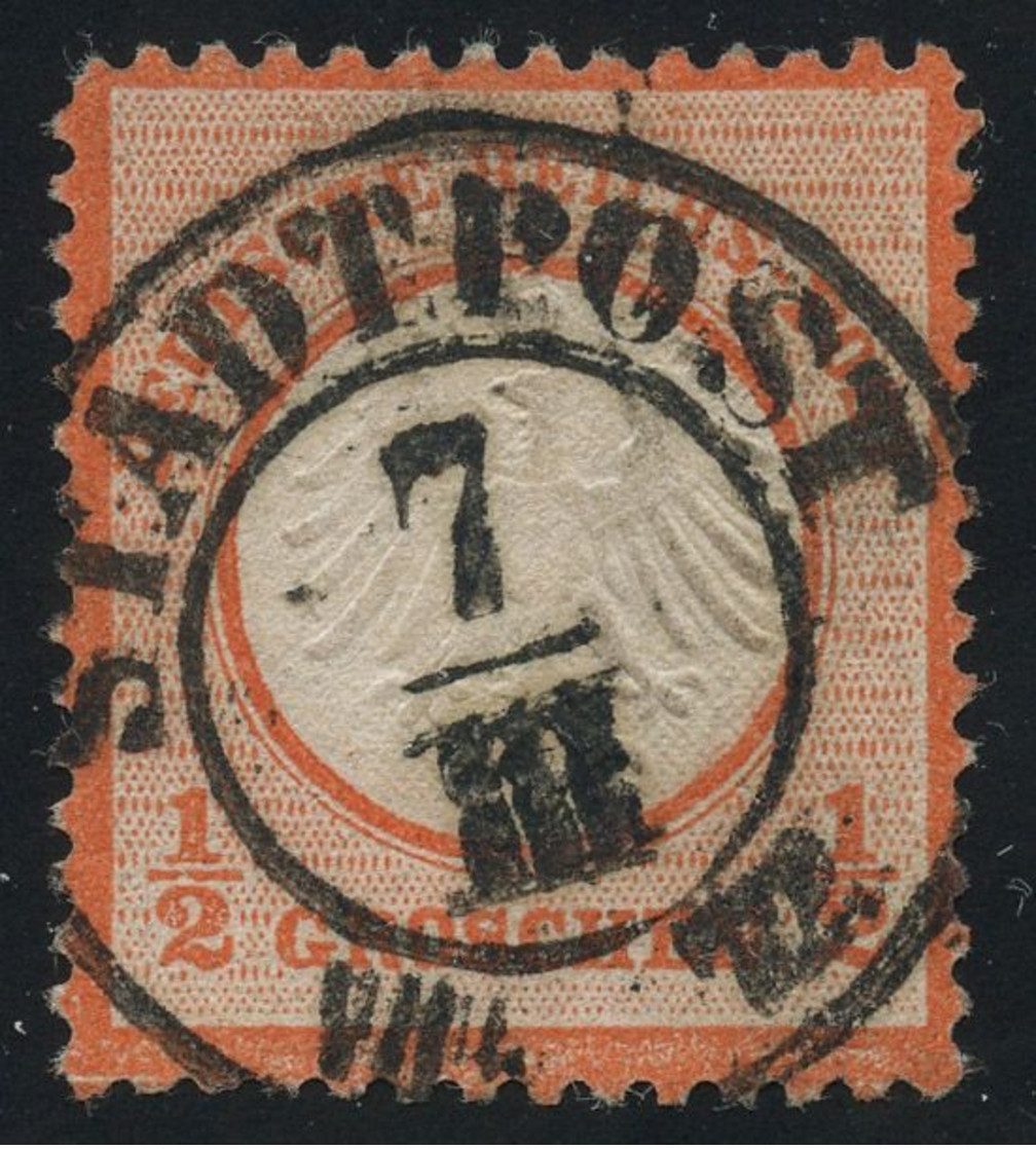 Germany 1872 First Issue Small Shield 1/2gr Orange Used With A Nicely Struck STADTPOST C.d.s. (from Saxony?), Fault-free - Usados