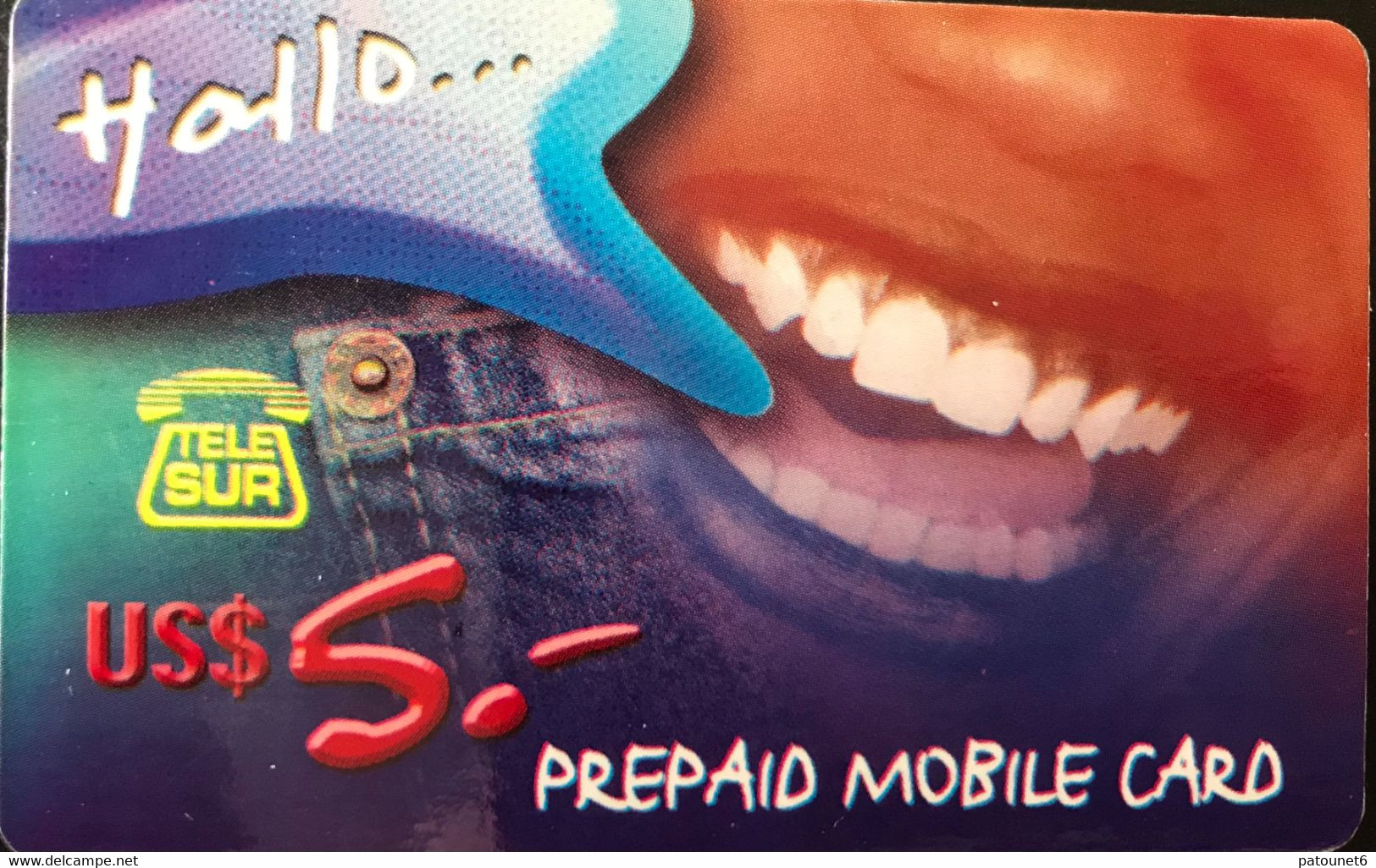 SURINAM  -  Prepaid  - Tele.Sur  -  Hallo  -  US $ 5 - Surinam
