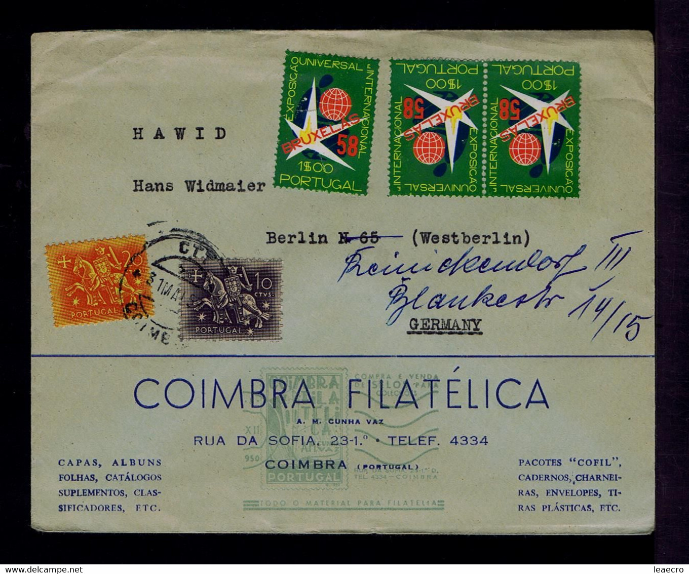 Gc5785 PORTUGAL Coimbra Town Pmk 195x "BRUXELLES Universal Exhibition" Mailed - 1958 – Brussel (België)