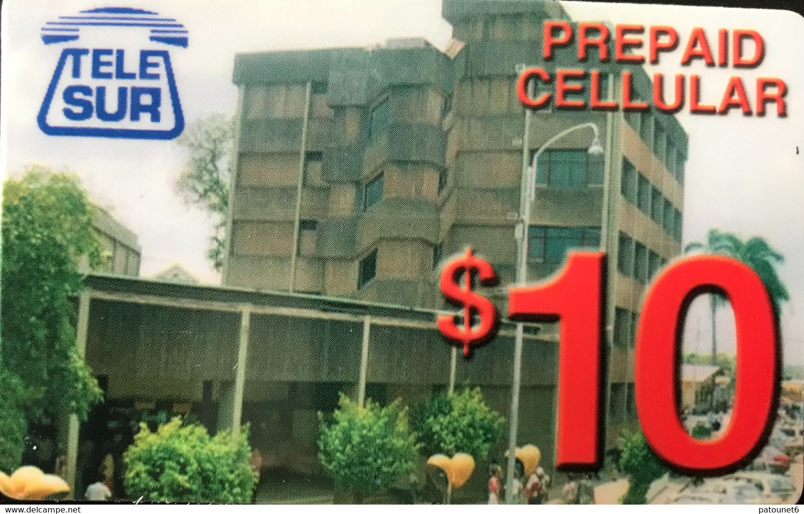 SURINAM  -  Prepaid  - Tele.Sur  -  Prepaid Cellular  -  $ 10 - Suriname
