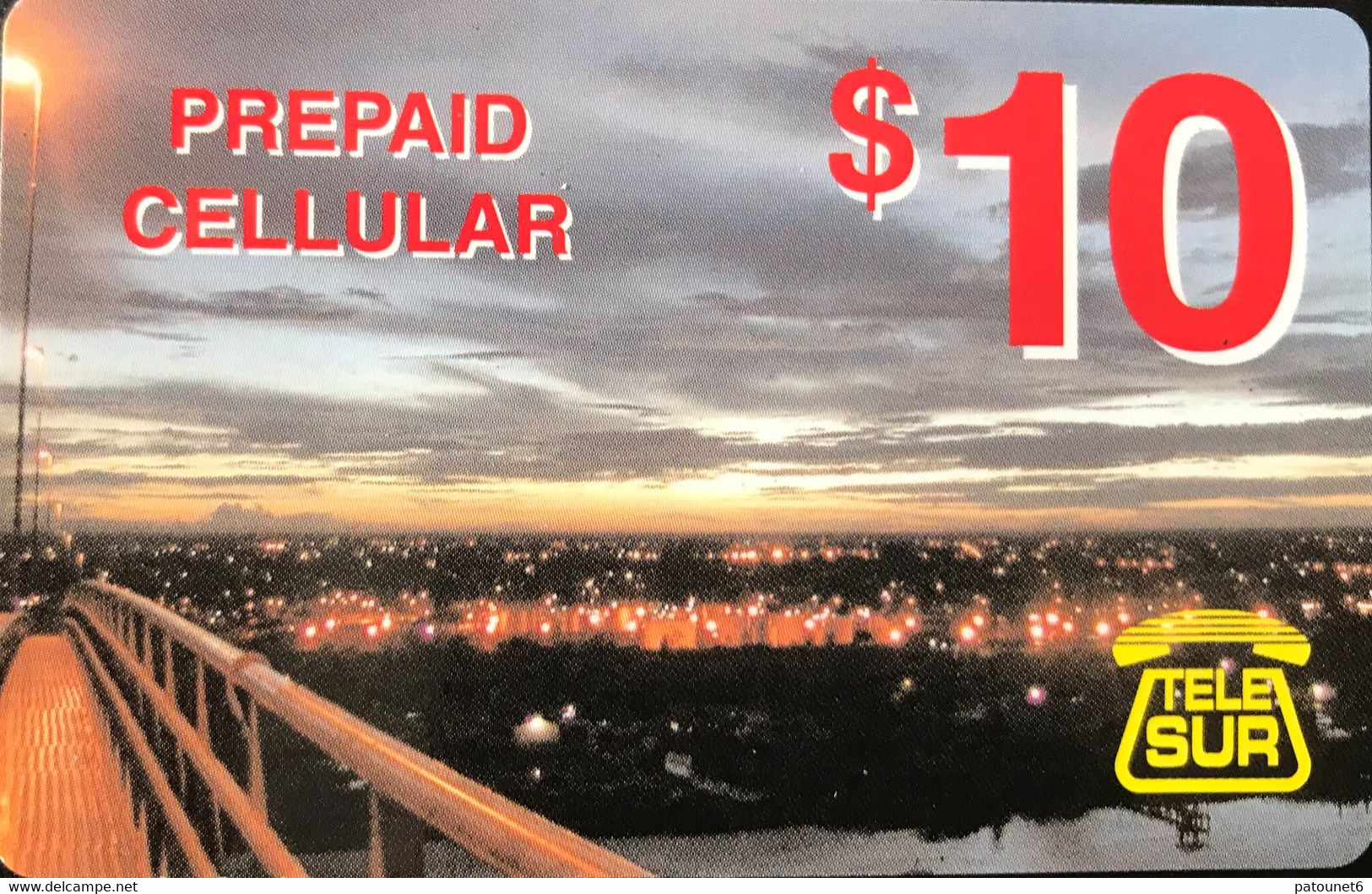 SURINAM  -  Prepaid  - Tele.Sur  -  Prepaid Cellular  -  $ 10 - Surinam