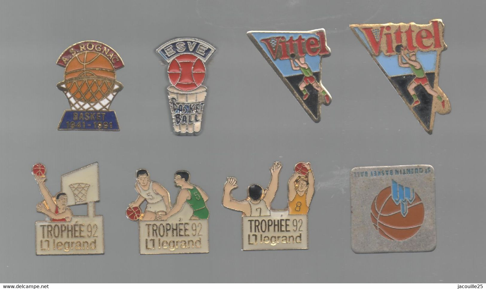 PINS PIN'S BASKET 712 BASKETBALL VITTEL LEGRAND ROGANC ESVE SAINT QUENTIN  LOT 8 PINS - Basketball