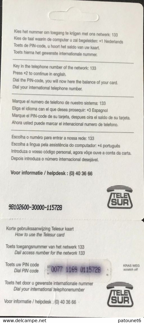 SURINAM  -  Prepaid  - Tele.Sur  -  New Bloc  -  10 $ - Suriname