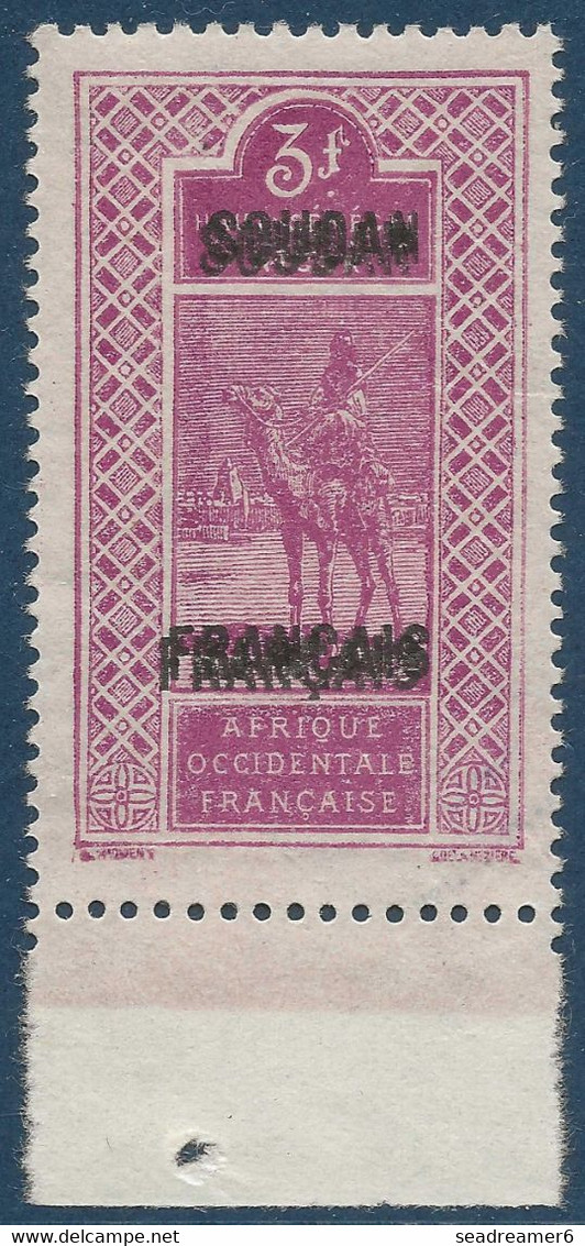 France Colonies Soudan N°59a* 3fr Lilas Rose Variété Double Surcharge Et Gomme à Cheval Tres Frais Et Rare ! Signé - Neufs