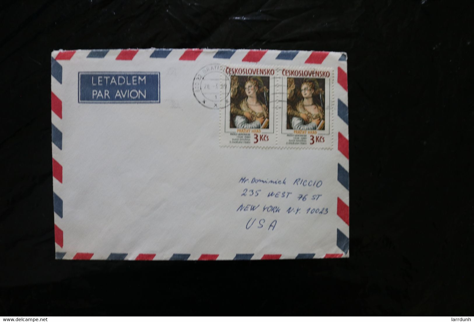 Czechoslovakia Veronese Painting Pair On Cover To Th US 1989 A04s - Covers & Documents