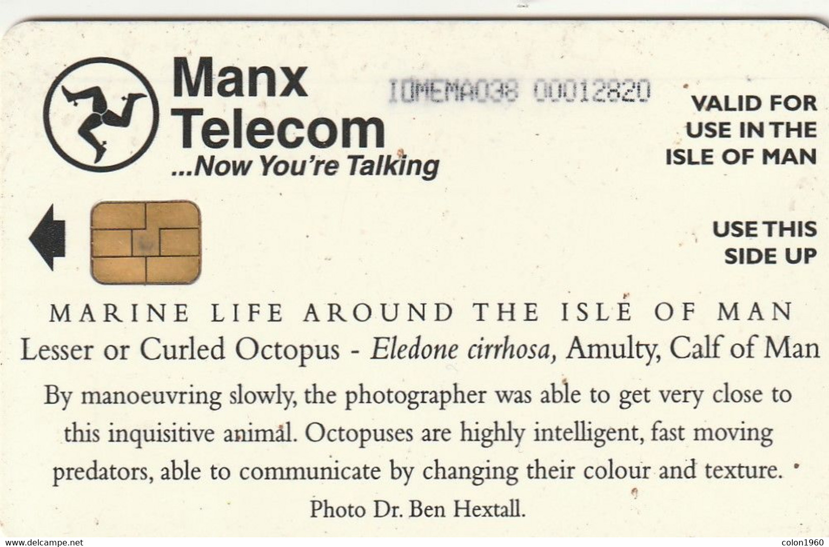 ISLE OF MAN. Curled Octopus. 2000-01. 20000 Ex. IM-TEL-0154. (023). - Eiland Man