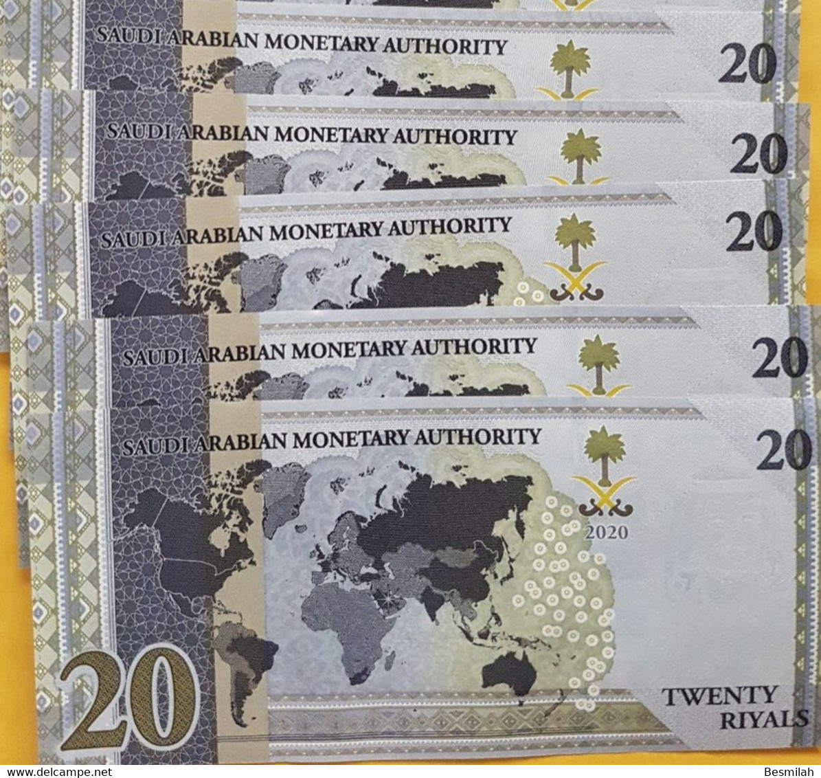 Saudi Arabia 5 Riyals 2020 Polymer Ten Notes And 20 Riyals 2020 Five Notes And 200 Riyals 2021 P-New UNC, From A Bundle - Arabie Saoudite