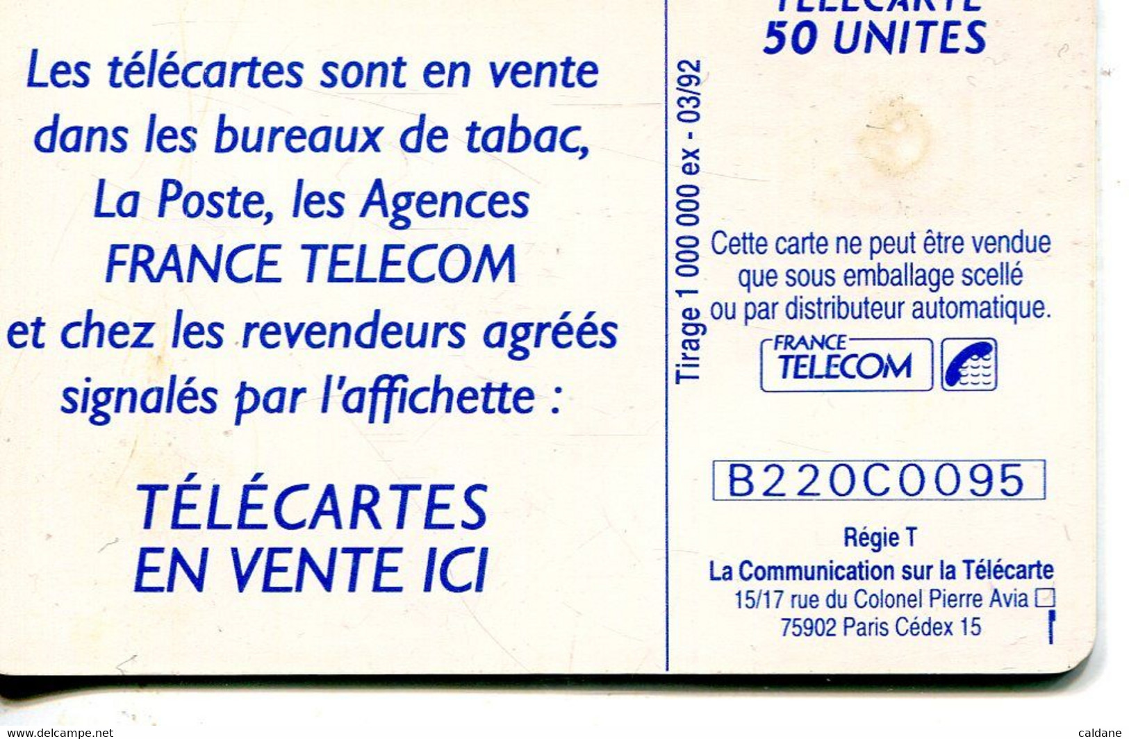 TELECARTE  France Telecom 120 UNITES.  .1.000.000.  EX. - Telecom Operators