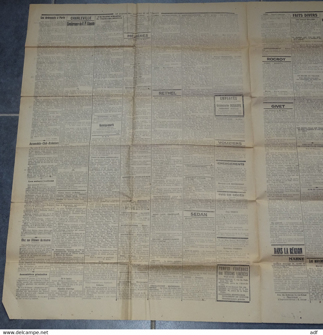 " LE JOURNAL DES ARDENNES " N° 3355, GRAND QUOTIDIEN REPUBLICAIN REGIONAL 22 JANVIER 1930 - Informations Générales