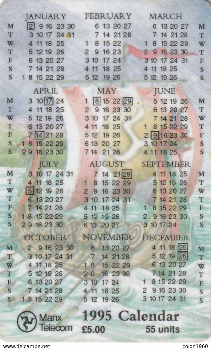 ISLE OF MAN. 1995 Calendar - Manx National Holidays. 1994. 6000 Ex. IM-TEL-0083. (027). - [ 6] Isle Of Man