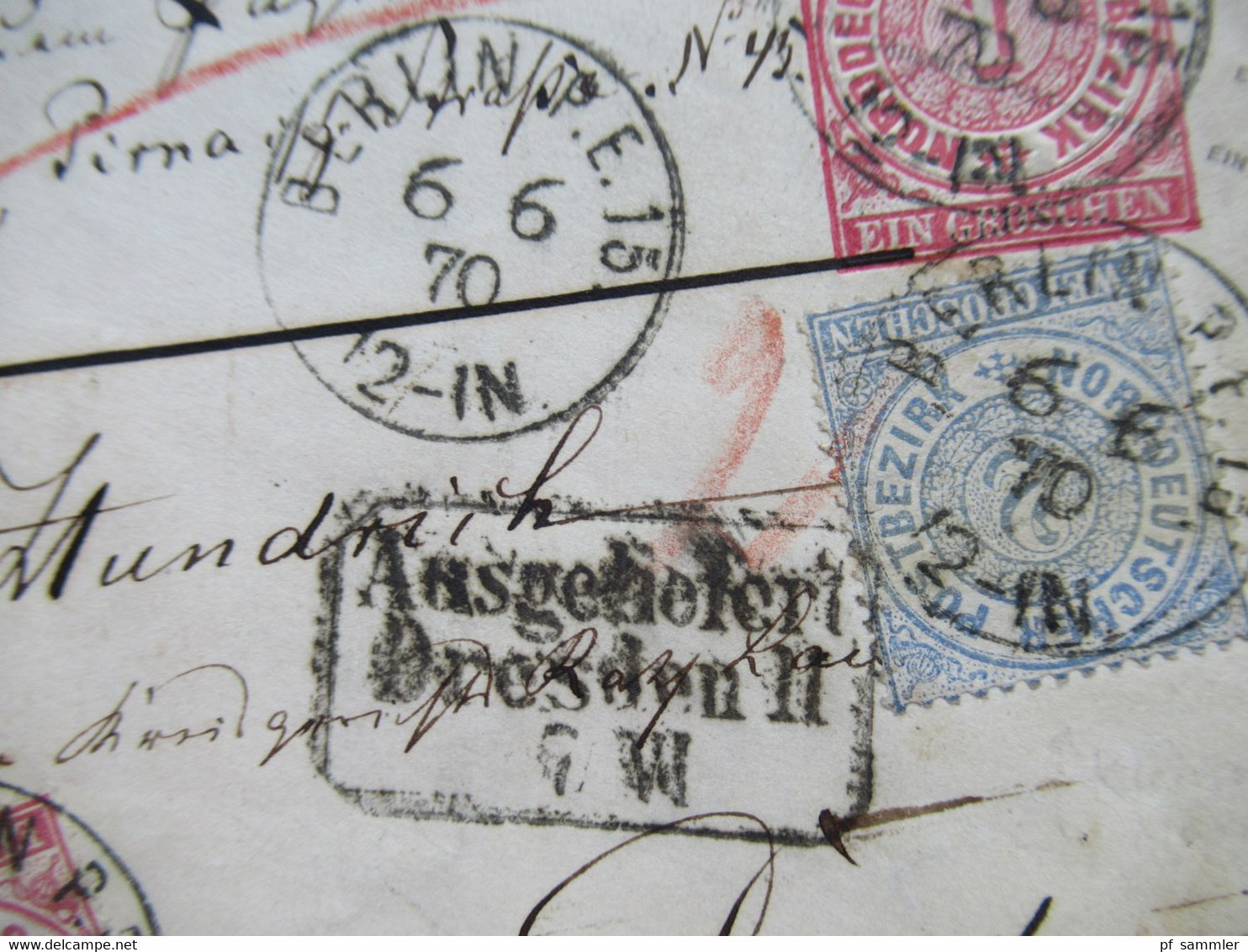 AD NDP 6.6..1870 GA Umschlag Mit 2 Zusatzfrankaturen Als Paketbegleitadresse Aufkleber Aus Berlin Post Exped. 15 - Postal  Stationery