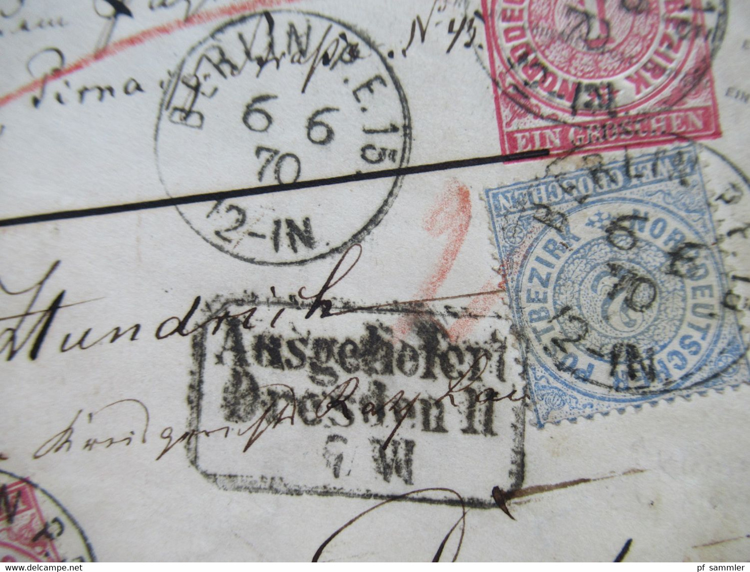 AD NDP 6.6..1870 GA Umschlag Mit 2 Zusatzfrankaturen Als Paketbegleitadresse Aufkleber Aus Berlin Post Exped. 15 - Ganzsachen