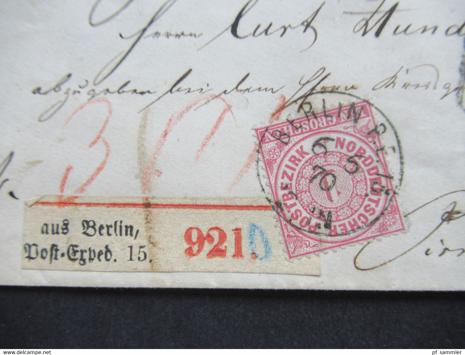 AD NDP 6.6..1870 GA Umschlag Mit 2 Zusatzfrankaturen Als Paketbegleitadresse Aufkleber Aus Berlin Post Exped. 15 - Postal  Stationery