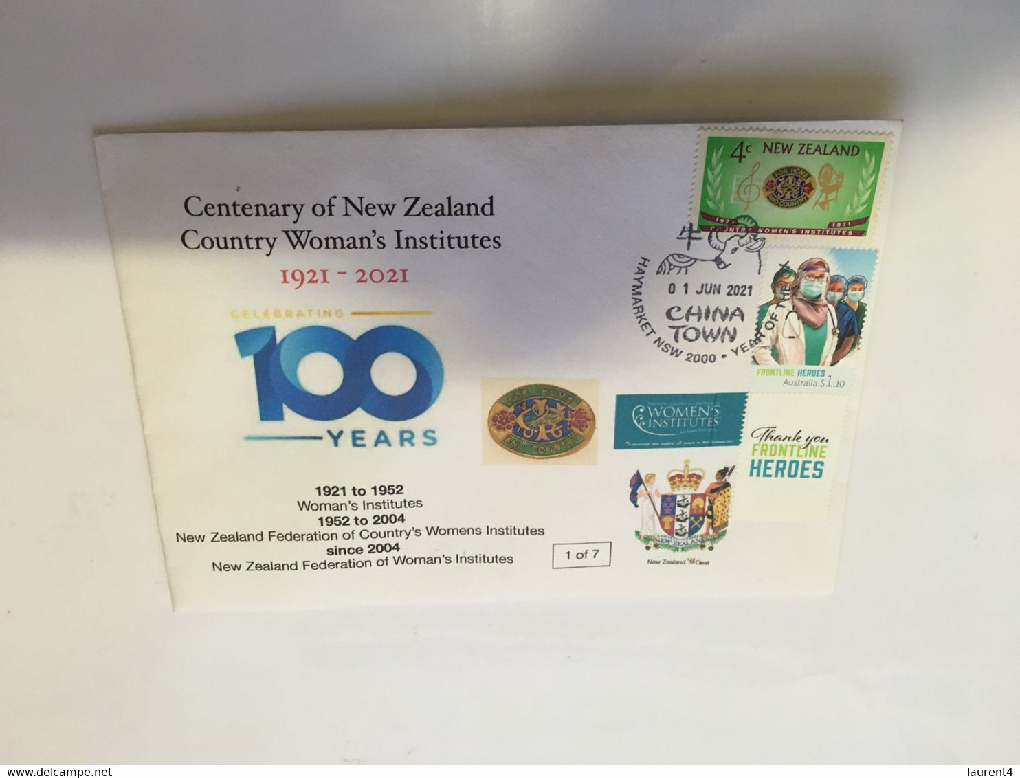 (RR 12) Centenary Of CWA In New Zealand (1-6-2021) - With New Zealand CWS & Australian COVID-19 (1 Of 7 Printed) - Briefe U. Dokumente