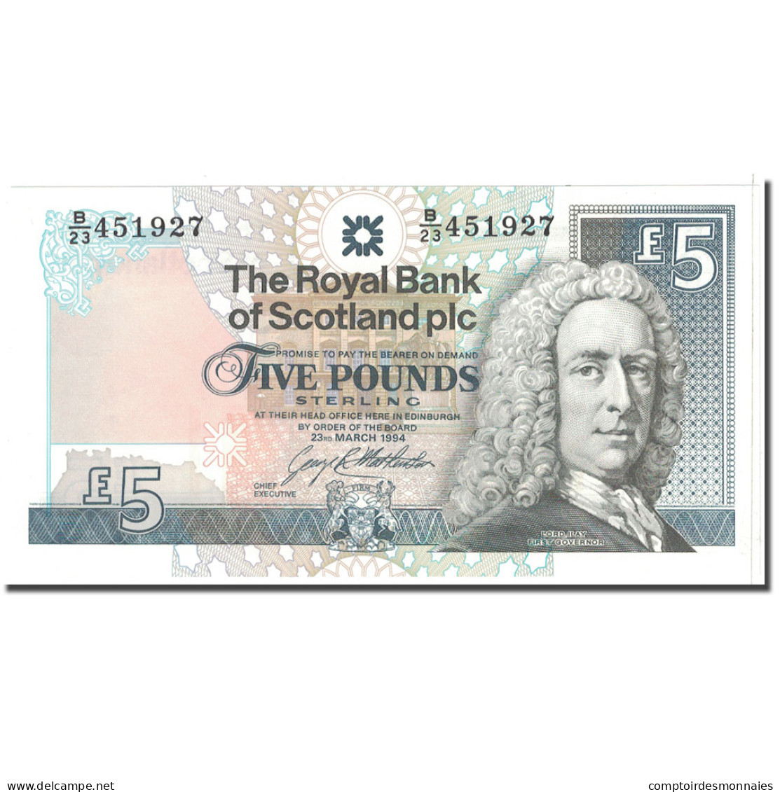 Billet, Scotland, 5 Pounds, 1994, 1994-03-23, KM:352b, SPL - 5 Pounds